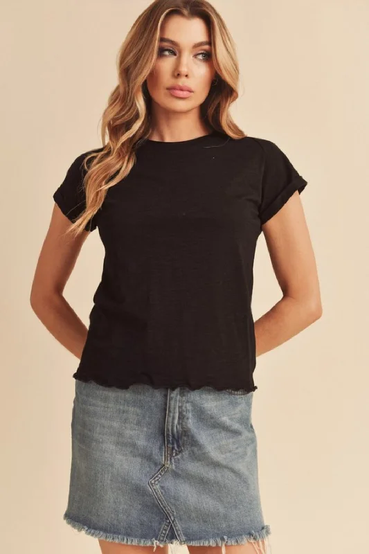 Everyday Chic Aemi + Co Lettuce Edge Round Neck Short Sleeve T-Shirt