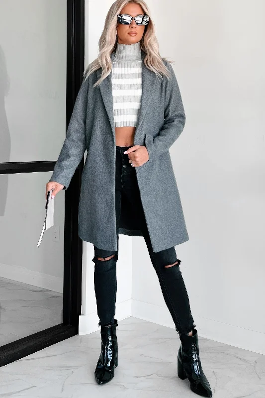 Breezy Comfort Whims Of The Weather Fleece Longline Coat (Grey)