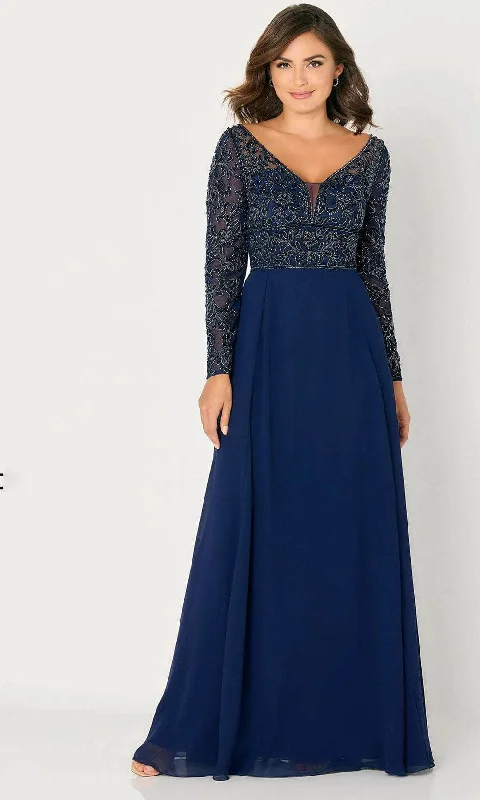 Soft Wearables Cameron Blake CB790 - Beaded V-Neck Evening Dress