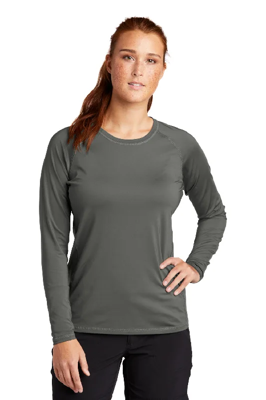 Cozy Footwear Sport-Tek Womens Rashguard Moisture Wicking Long Sleeve Crewneck T-Shirt - Dark Smoke Grey