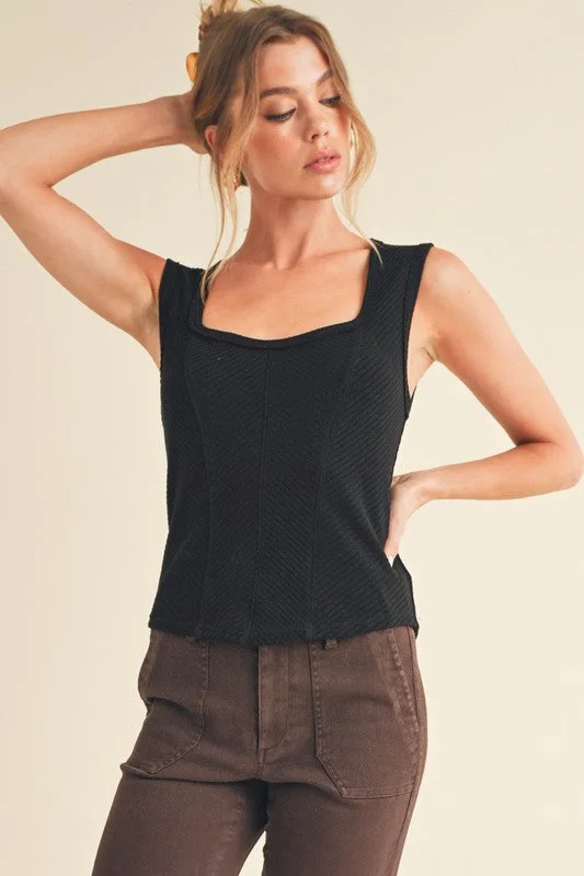 Trendy Layers Aemi + Co Exposed Seam Ribbed Wide Strap Tank