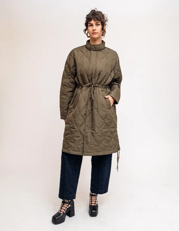 Breathable Style Olive Military Flyfront Long Down Jacket