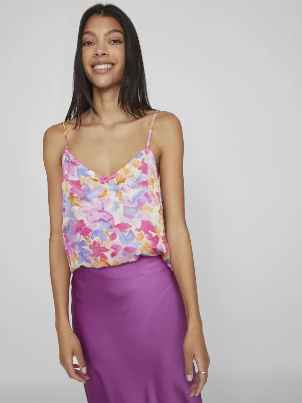 Fashionable Comfort Milia V-Neck Strap Top (Birch/Colourful)