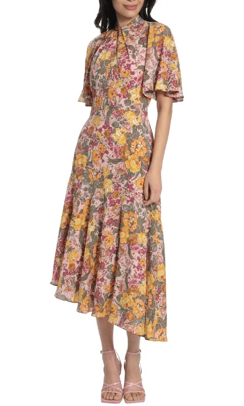 Casual Chic Looks Maggy London G5242M - Asymmetrical Floral A-line Dress
