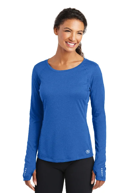 Soft Looks Ogio Womens Endurance Pulse Jersey Moisture Wicking Long Sleeve Crewneck T-Shirt - Electric Blue