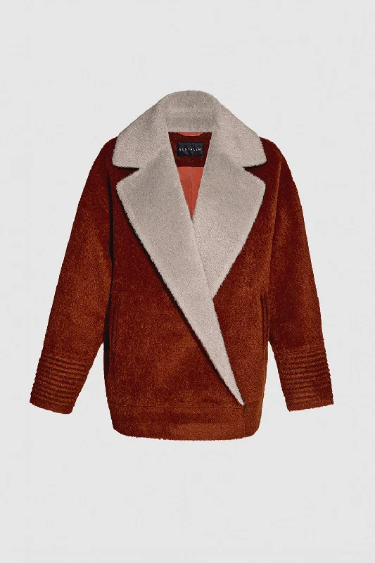Cozy Lifestyle Bouclé Alpaca Dropped Shoulder Aviator Jacket