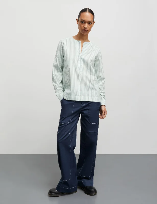 Comfy Layers Poplinda Dana Shirt, Pinstripe/Verdant Green