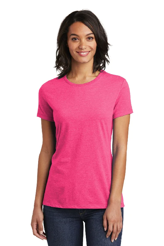 Comfortable Jeans District Womens Very Important Short Sleeve Crewneck T-Shirt - Fuchsia Pink Frost - Closeout
