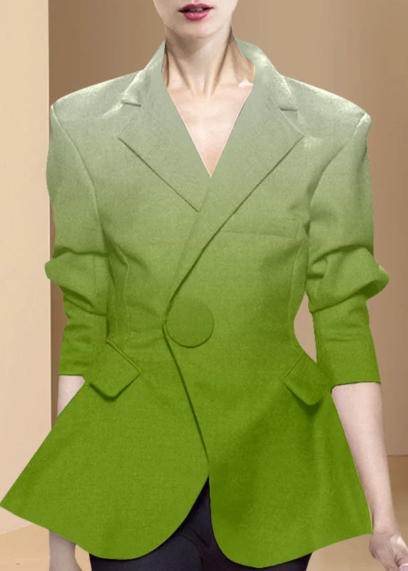 Everyday Chic Organic Green button Peter Pan Collar Western-style clothes coat Long Sleeve