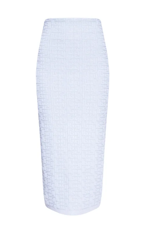Simple Chic Embossed Monogram Midi Skirt