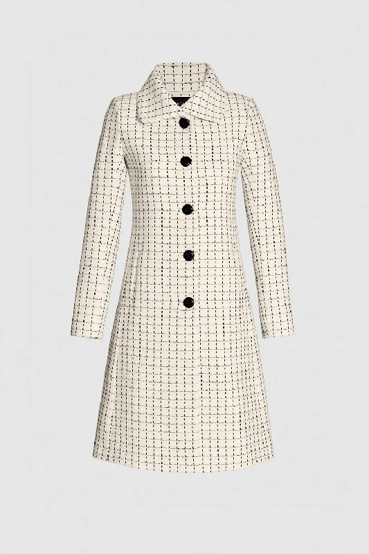 Casual Chic Looks Tweed Baby Alpaca Empire Waist A-line Coat