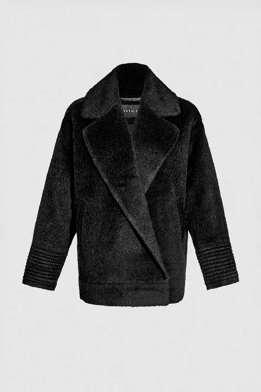 Stylish Fit Bouclé Alpaca Dropped Shoulder Aviator Jacket