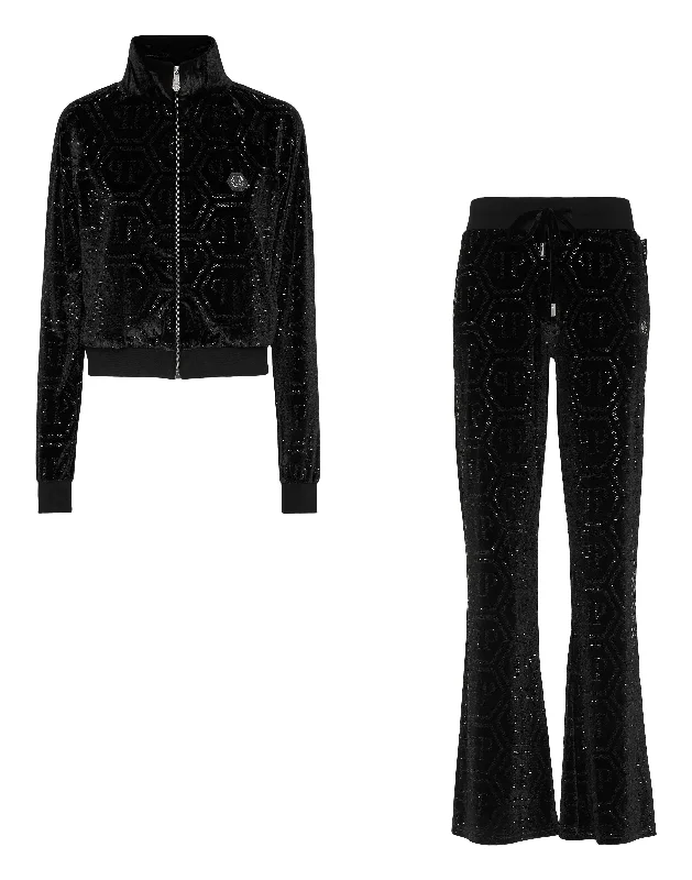 Casual Fit Jogging Set Top/Trousers Strass Monogram