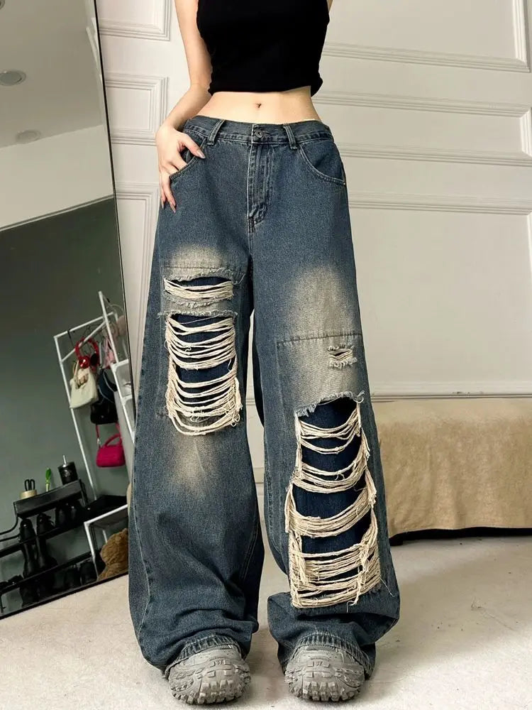 Soft Feel DressBetty - 2024 Loose Casual Trend Streetwear Women's Denim Pants Jeans