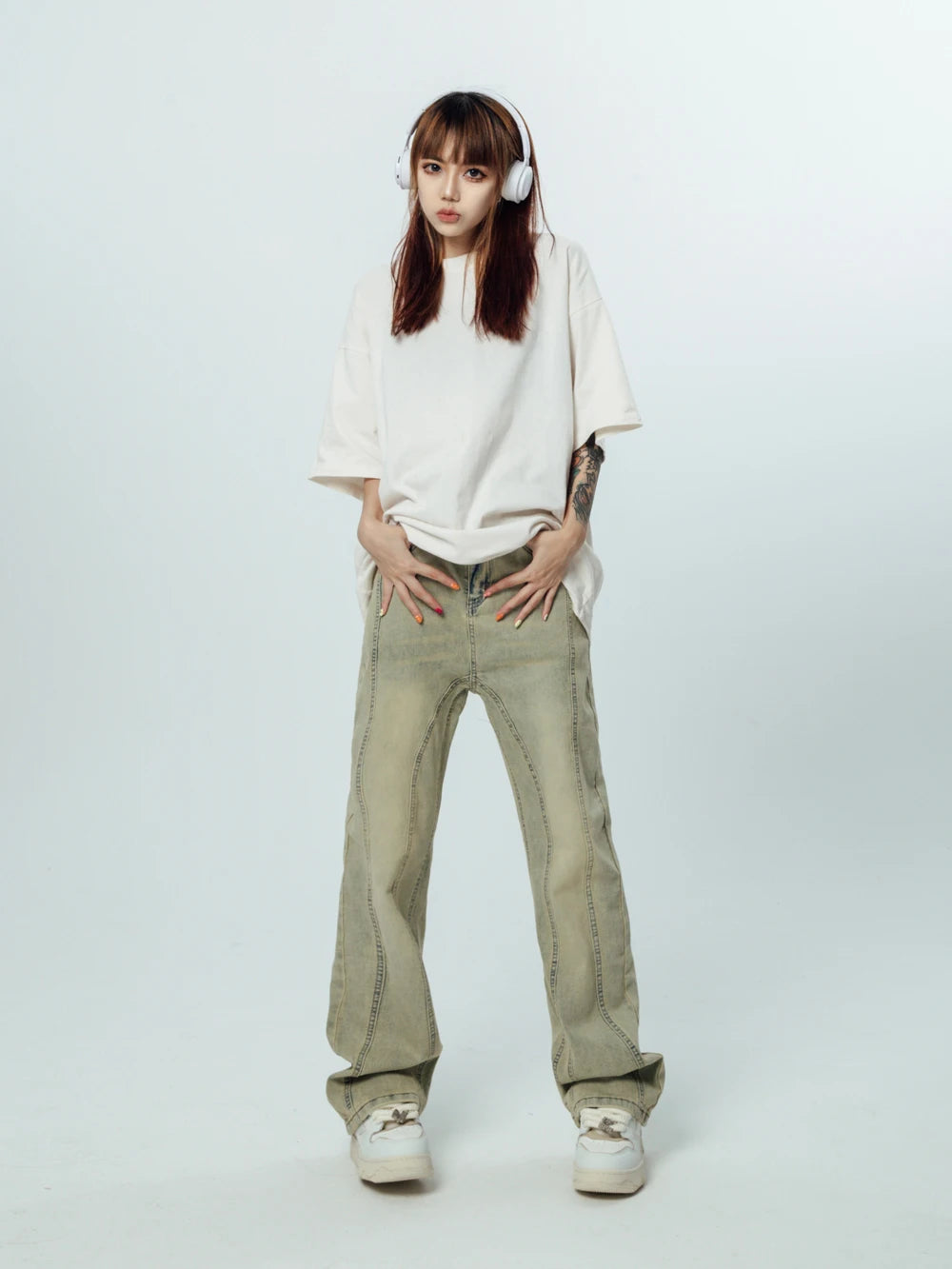 Urban Chic DressBetty - 2024 Korean Baggy Graphic Y2K Jeans