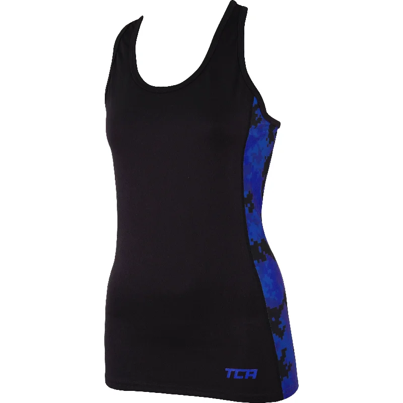 Modern Comfort Wear TCA Camo Print Womens Running Vest Tank Top - Black