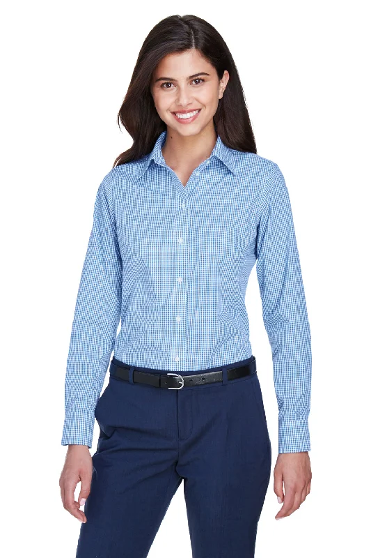 Relaxed Looks Devon & Jones Womens Crown Woven Collection Wrinkle Resistant Long Sleeve Button Down Shirt - French Blue