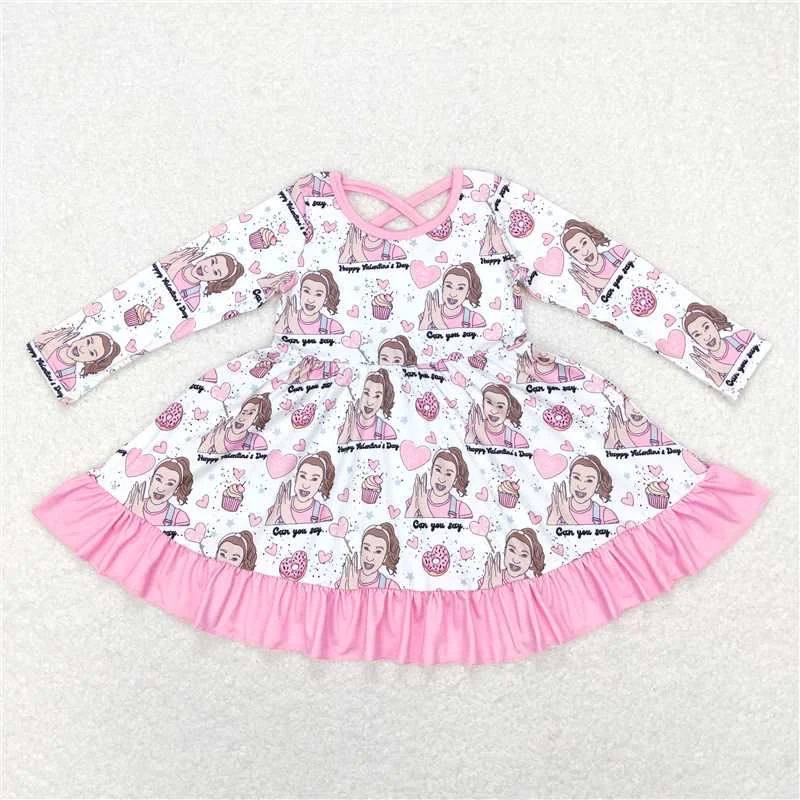 Casual Fit GLD0504  Baby Girls Teacher Pink Ruffle Knee Length Dresses