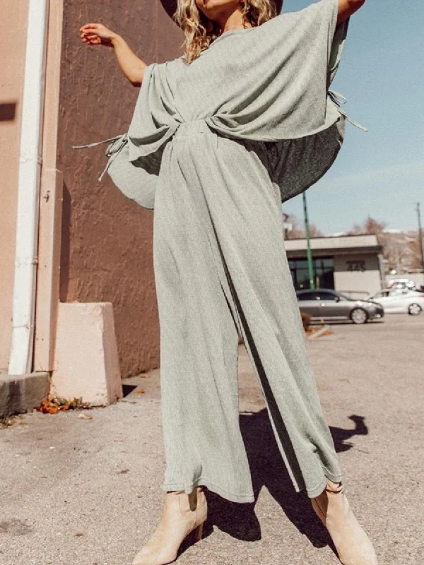 Comfortable Lifestyle Casual Loose Solid Color Strap Two-piece Suit