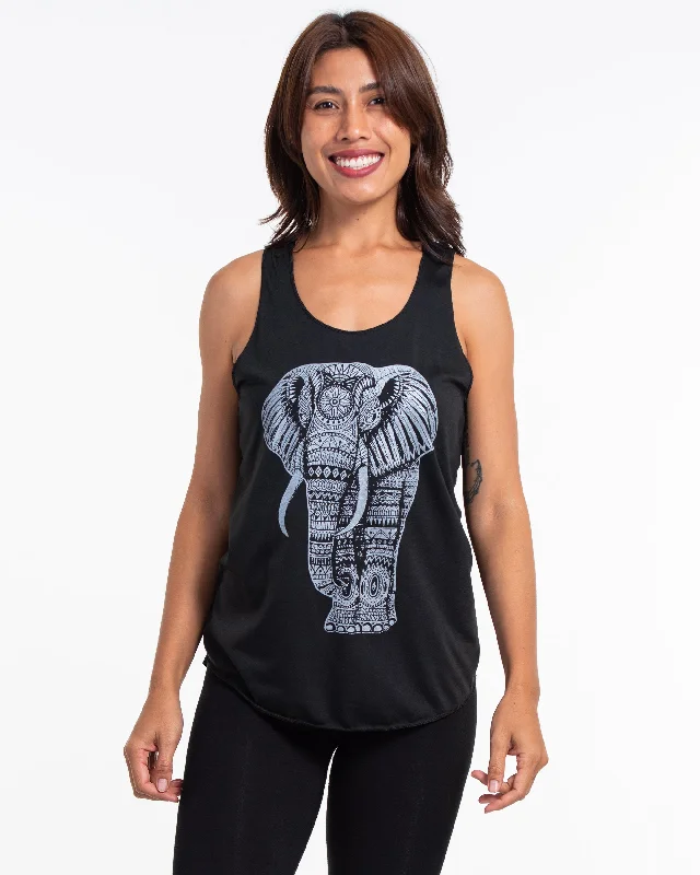Classic Comfort Womens Regal Elephant Tank Top in Black