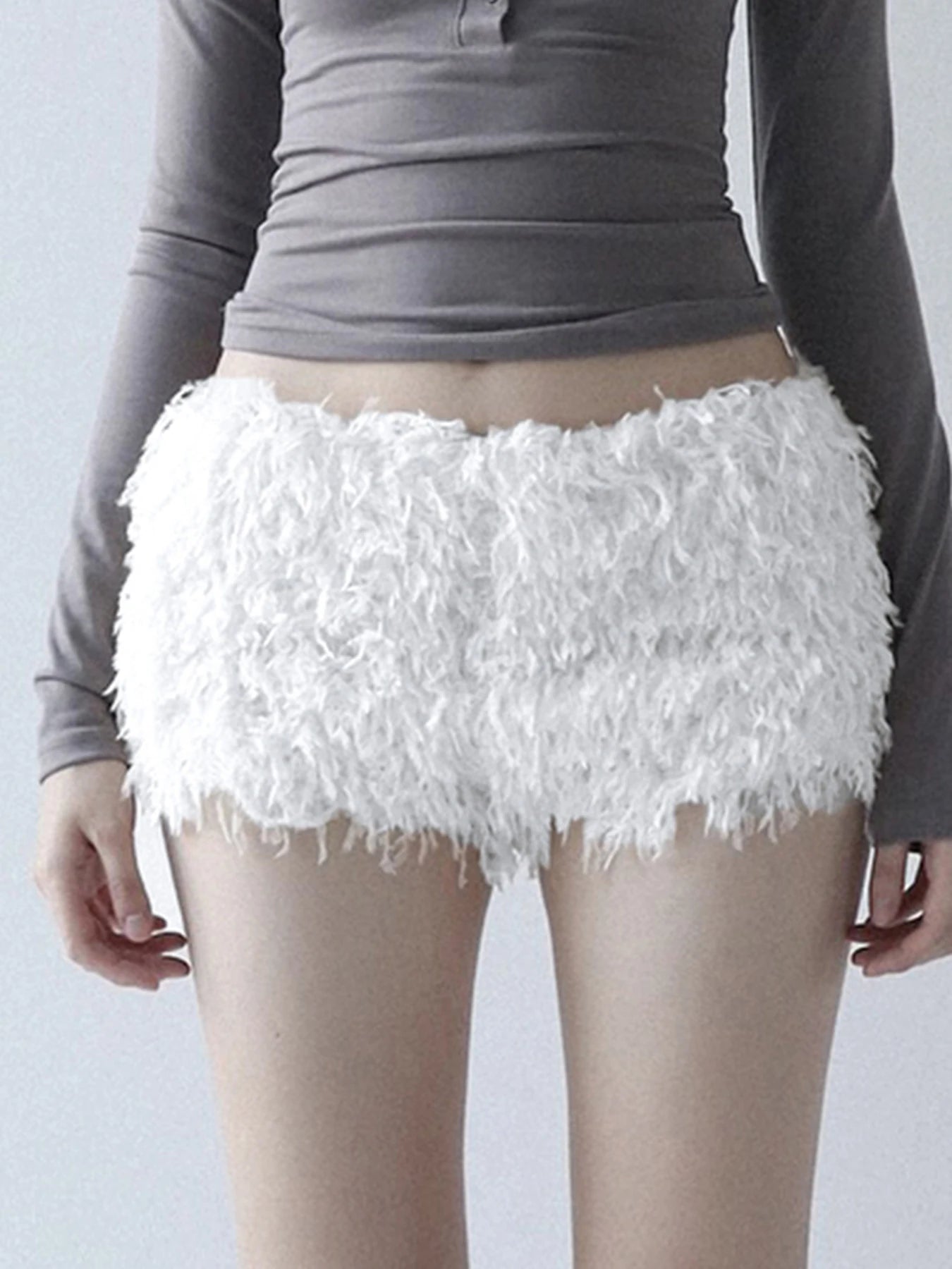Versatile Casuals Women's Faux Fur Solid Knitted Short Chic Low Waist Skirt