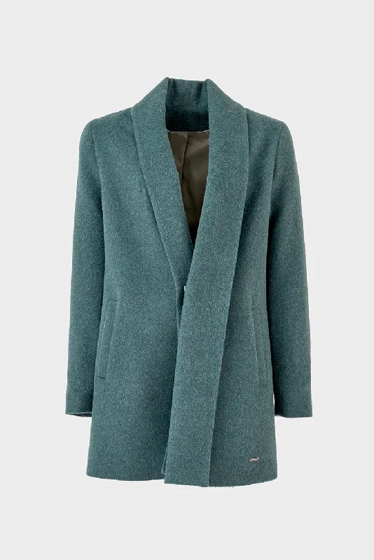 Cozy Chic Trends Short Swing Coat Baby Alpaca Color Bosque