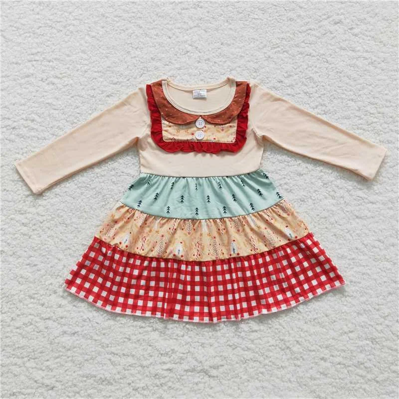 Chic Outfits GLD0246  Baby Girls Winter Tree Long Sleeve Ruffle Dresses