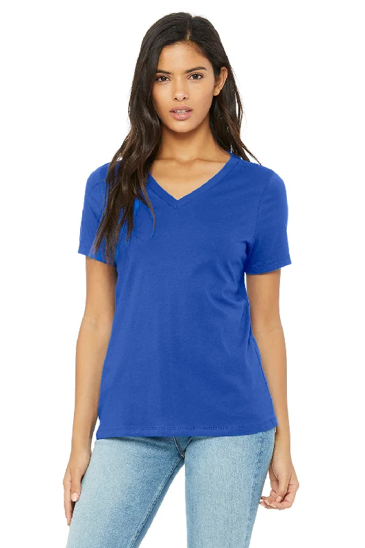 Soft Knitwear Bella + Canvas Womens Relaxed Jersey Short Sleeve V-Neck T-Shirt - True Royal Blue