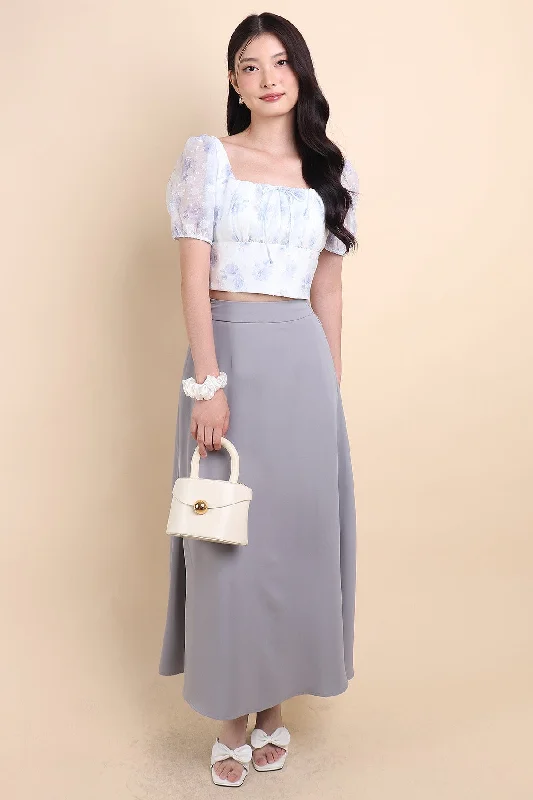Cozy Footwear LUNA MAXI SKIRT IN GREY BLUE