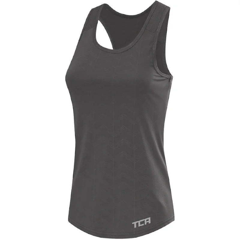 Warm Layers TCA Impulse Printed Racerback Womens Running Vest Tank Top - Grey