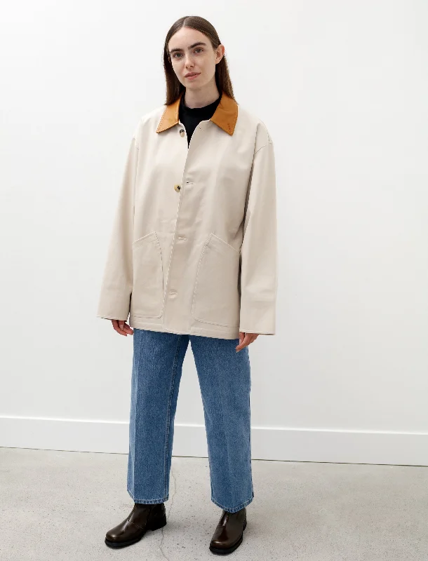 Soft Looks Oversized Blouson with Leather Patch Chalk