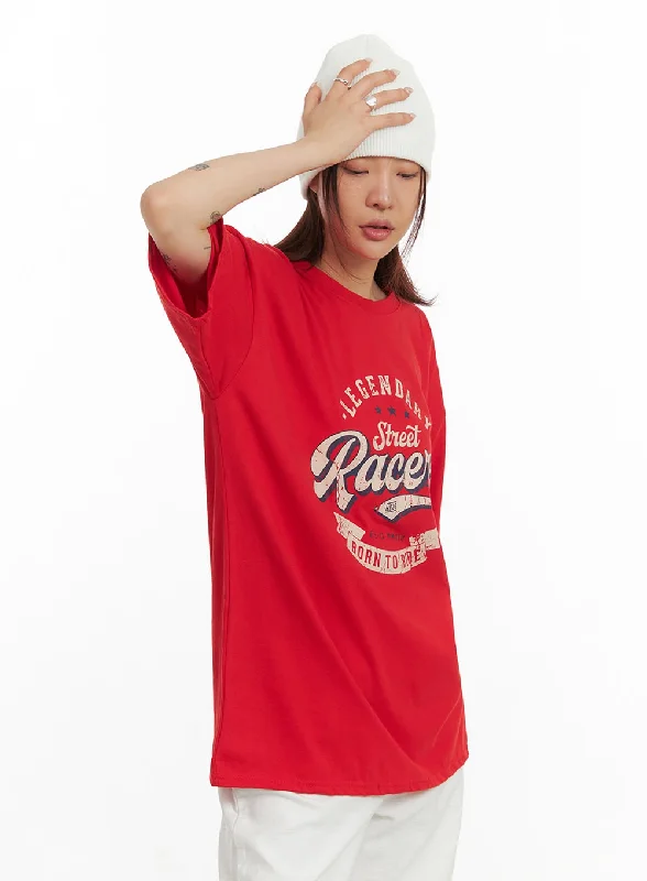 Casual Fit Wear Oversize Graphic Lettering Tee IY410