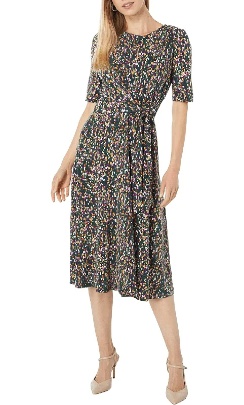 Easy Wear Chic London Times T6041M - Round Neck Printed Dress