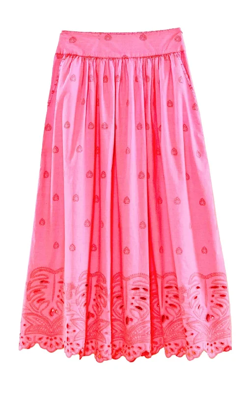 Light Dressing Scalloped Broderie Anglaise Cotton-poplin Maxi Skirt