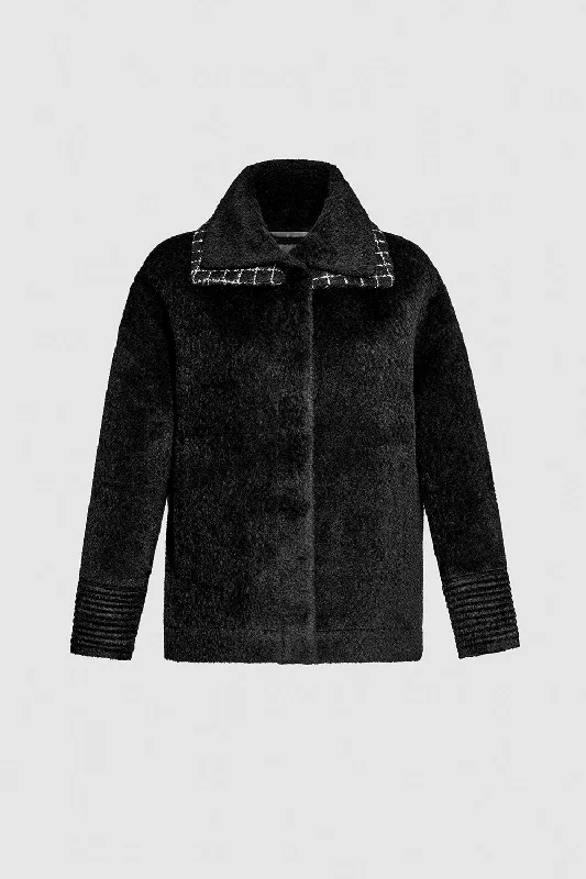 Cozy Essentials Wear Bouclé Alpaca Signature Double Collar Bomber