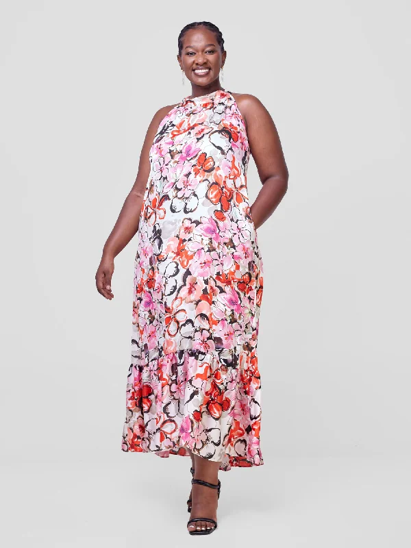 Light Layers Vivo Halter Maxi Dress With Lining - Multicolour Print