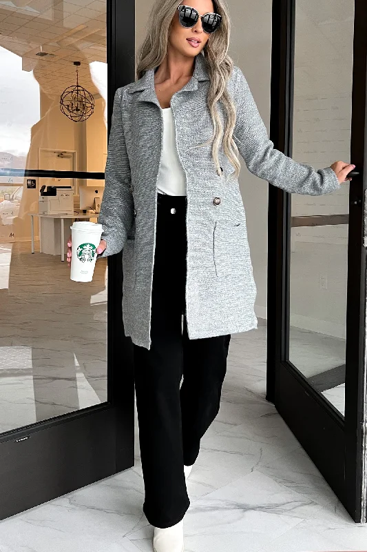 Layered Style Forever Fall Open Front Sweater Coat (Heather Grey)
