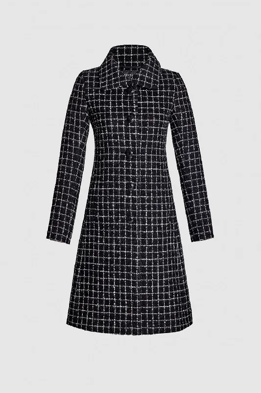 Cozy Essentials Wear Tweed Suri Alpaca Empire Waist A-line Coat