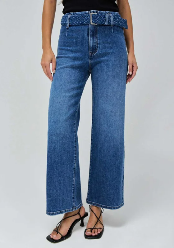 Easy Chic Salsa True Wide Leg Cropped Jeans, Blue Denim