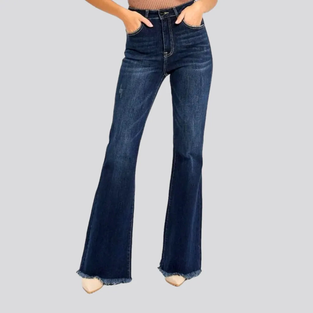Fashion Comfort Sanded high-waist jeans
 for ladies
