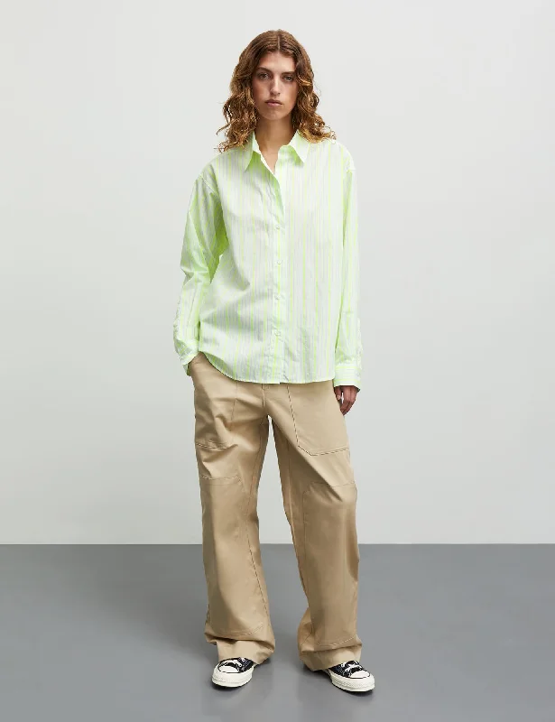 Comfortable Tops Neon Yarn Crelly Shirt, Love Bird Stripe