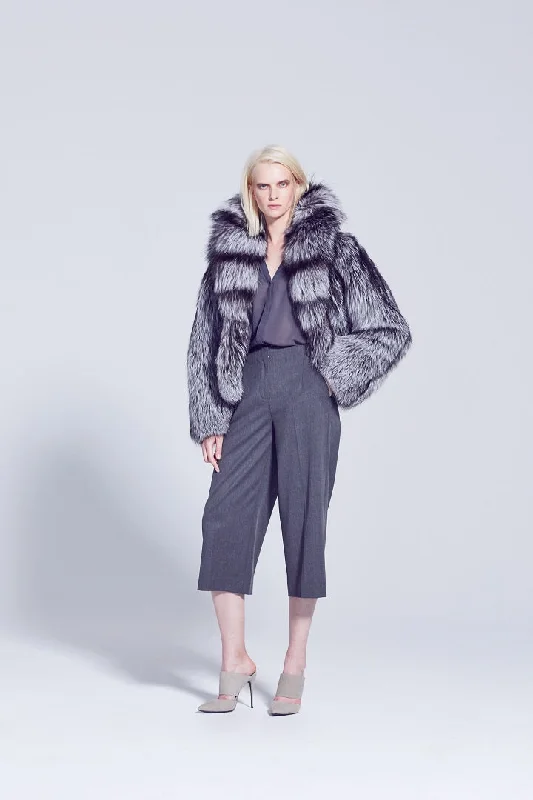 Timeless Outfits Anya Silver Fox Fur Jacket