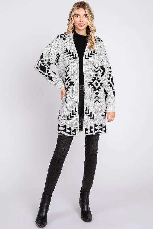 Soft Wearables Ivory Print Cardigan
