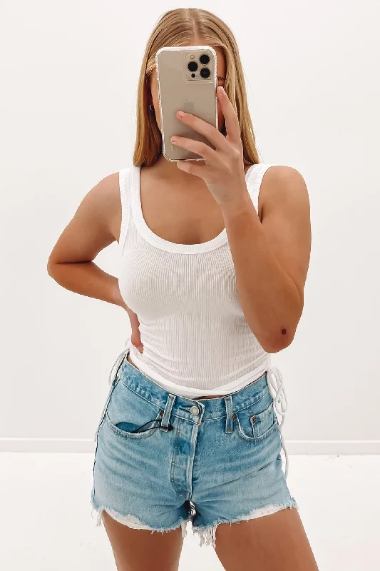 Warm Chic Outfits Mika Drawstring Tank White