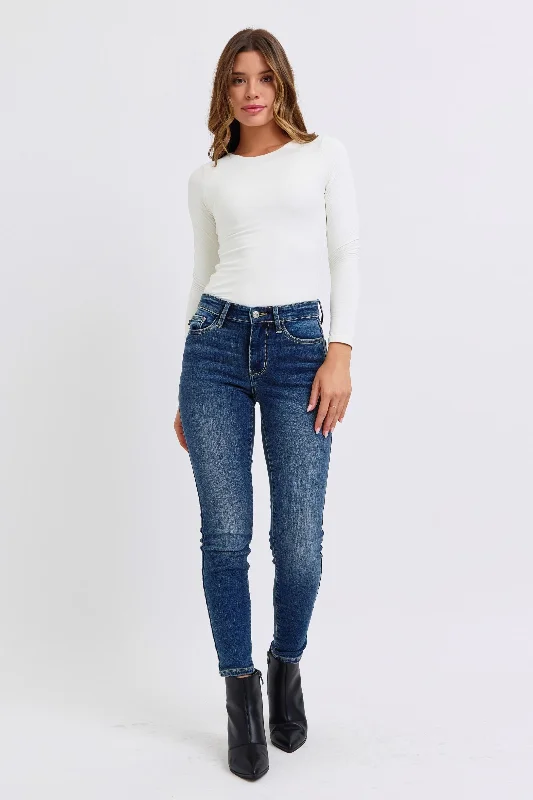 Relaxed Clothing Judy Blue Full Size Run Mid-Rise Waist Skinny Jeans with Thermal Lining