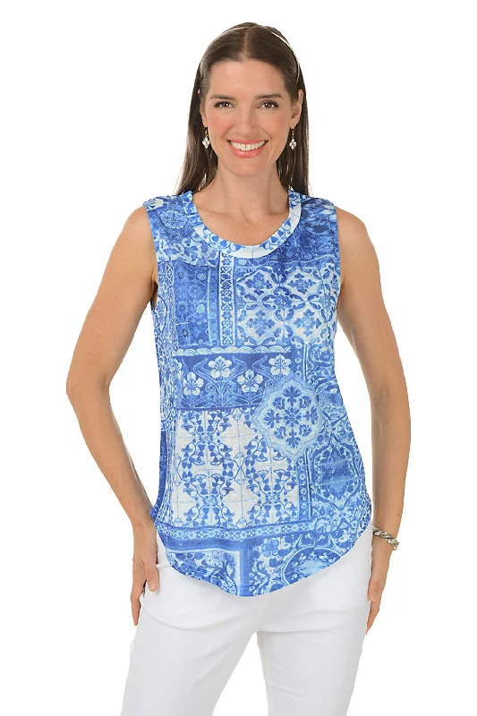 Easygoing Fashion Ceramic Floral High Low Tank Top