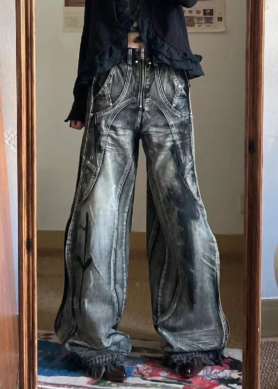 Easy Chic Wear Unique Zip Up Pockets Original Design Neutral Denim Pants Fall