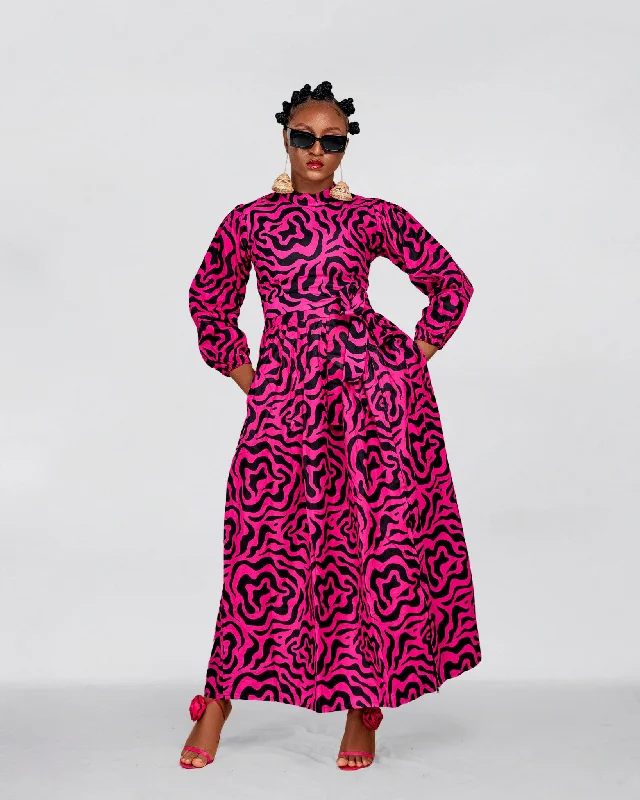 Comfortable Fashion Looks Anna Ankara Maxi Dress | Pink and Black African Print
