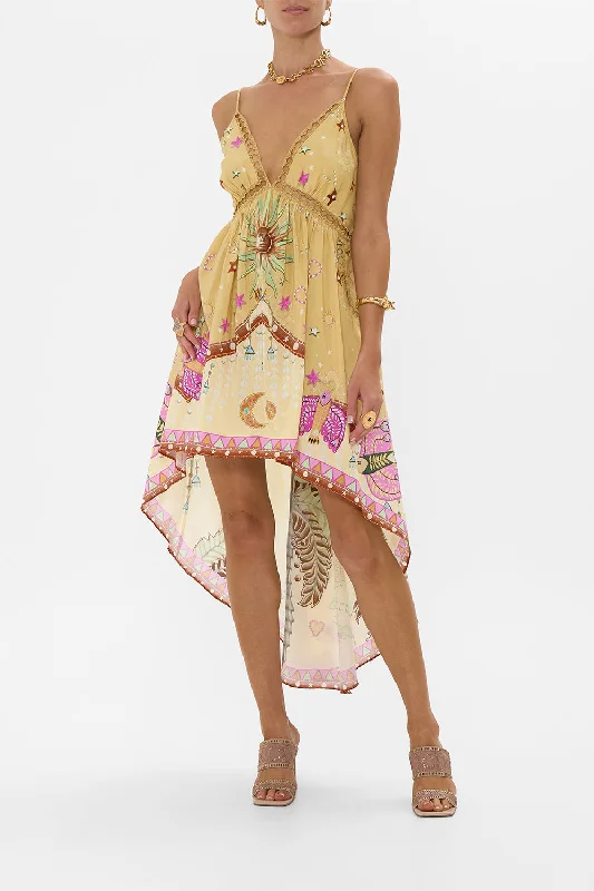 Everyday Outfits STRAPPY HIGH LOW DRESS WITH POCKETS ASWAN ABSTRACT