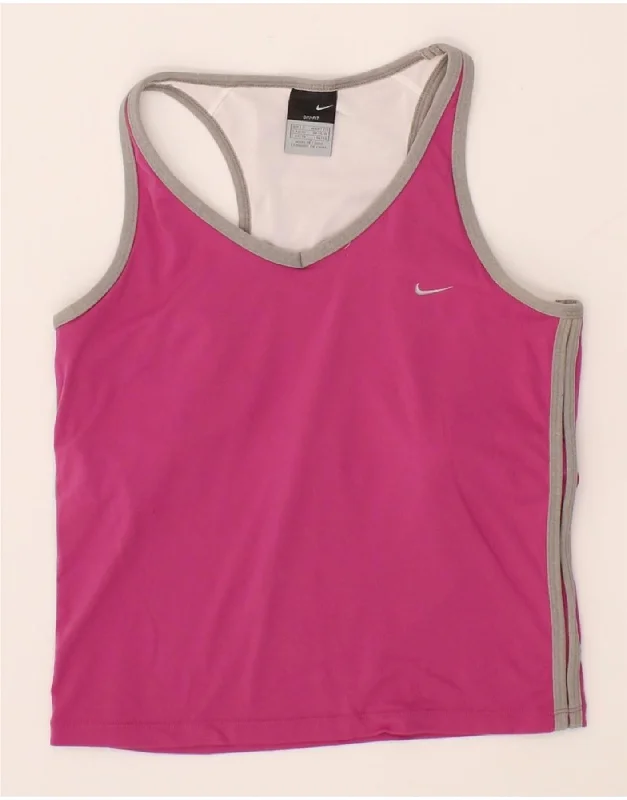 Comfy Layers NIKE Womens Dri Fit Vest Top UK 14/16 Large Pink Polyester